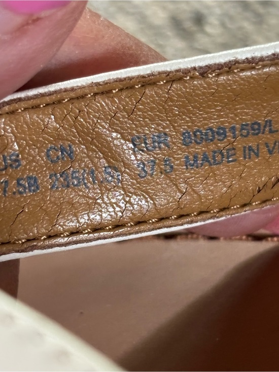 Coach White Leather Platform Thong Sandals with Brown Footbed